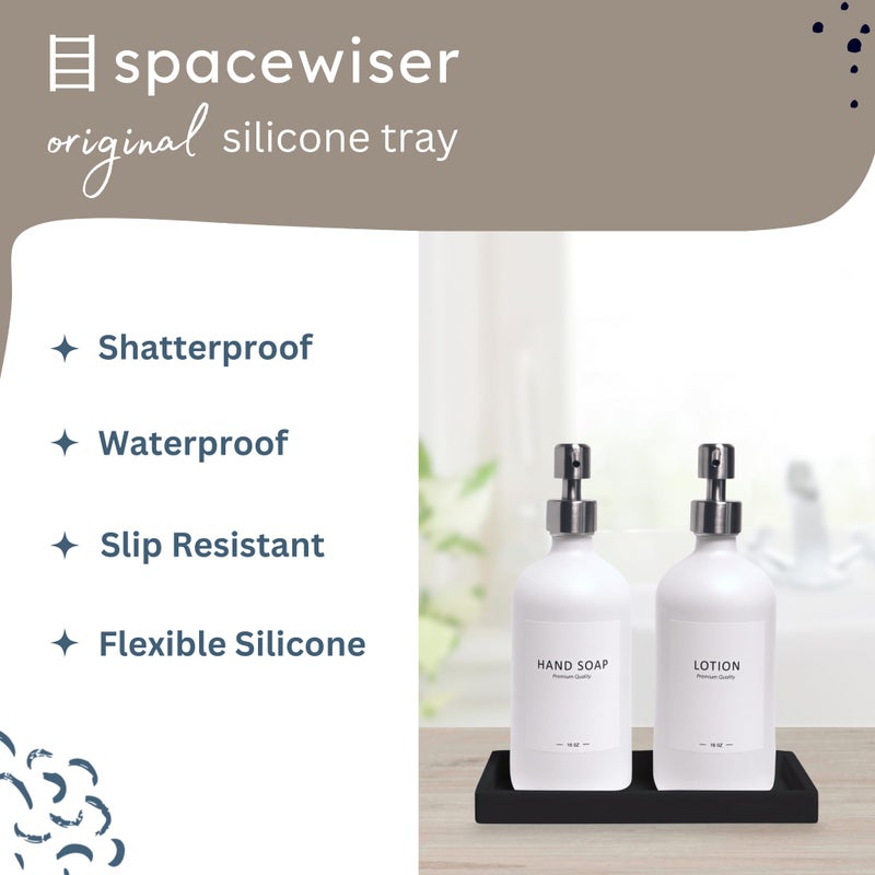 Spacewiser Countertop and Vanity Tray - Small 7.7"" Silicone Soap Dispenser Tray  Shatterproof Flexible Bathroom Tray  Kitchen Sink Tray for Soap Bottles  Key Trinket Ring Tray  Original Silicone Tray - Image 2